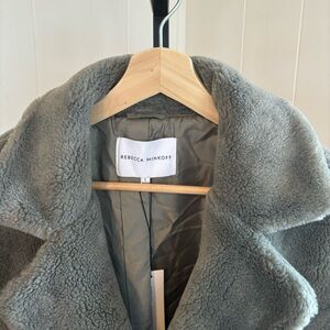 NWT REBECCA MINKOFF Green Wool Blend Oversized  Double Breasted Coat Womens L